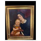 19TH CENTURY OIL ON BOARD PORTRAIT OF WOMAN AND