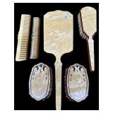 6 PC ï¿½PERELINEï¿½ VINTAGE CELLULOID DRESSER SET