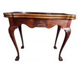 MAHOGANY CHIPPENDALE FLIP TOP GAME TABLE