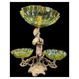 VICTORIAN IRIDESCENT FIGURAL EPERGNE
