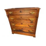 WALNUT VICTORIAN 4 DRAWER CHEST