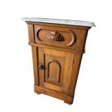 WALNUT VICTORIAN MARBLE TOP HALF COMODE