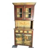 ITALIAN PAINT DECORATED 2 PC CUPBOARD