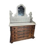 RARE MODEL 4 DRAWER VICTORIAN MARBLE TOP CHEST