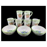 9 PCS CHRISTMAS VIETRI MUGS AND BOWLS