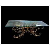 ITALIAN GOLD DECORATED TOWLE GLASS TOP COFFEE