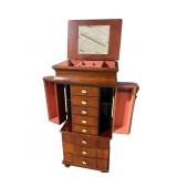 CHERRY LIFT TOP OPEN SIDE JEWELRY STAND