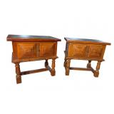 2 LINK TAYLOR MCM OAK WITH SLATE TOP NIGHTSTANDS