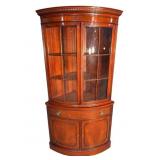 MAHOGANY BOW GLASS CORNER CABINET