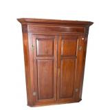 19TH CENT. MAHOGANY INLAID CORNER CUPBOARD