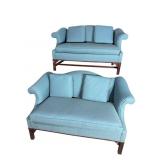 2 CHIPPENDALE HUMPBACK LOVE SEATS