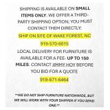SMALLS SHIPPING/LOCAL FURNITURE DELIVERY