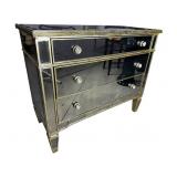 ALL MIRRORED 3 DRAWER DECORATOR CHEST, AS IS