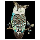 DESIGNER RARA AVIS LARGE OWL CRYSTAL BROOCH