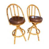 2 BAMBOO FORMED MCM STOOLS