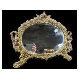 LARGE ORNATE METAL CHERUB DRESSER MIRROR