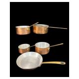 5 PC LOT OF COPPER POTS & PAN
