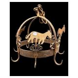 ROUND HANGING CAST IRON HORSE POT RACK