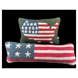 PR OF AMERICAN FLAG NEEDLEPOINT ACCENT PILLOWS