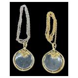 PR OF LARGE MAGNIFYING GLASS PENDANT NECKLACES