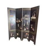 EARLY 4 PANEL ORIENTAL APPLIED FIGURES SCREEN
