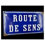 ROUTE DE SENS ENAMELED PORCELAIN SIGN