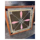 LEADED GLASS TIFFANY STYLE WINDOW as is