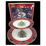 SPODE CHRISTMAS TREE TARTAN TIERED SERVER
