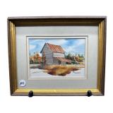 TOBACCO BARN WATERCOLOR SCENE