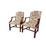 2 CHIPPENDALE STATESVILLE CHAIR CO OPEN ARM CHAIRS