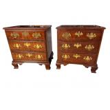 2 HENREDON SOLID CHERRY 3 DRAWER NIGHT STANDS