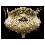 SMALL ANTIQUE ART NOUVEAU ORNATE BRONZE FOOTED