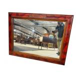 ALL LEATHER ADORNED MAHOGANY LARGE MIRROR