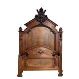QUEEN SIZE WALNUT RENAISSANCE VICTORIAN HIGH BACK