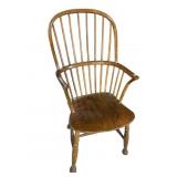 19TH CENT. PLANK BOTTOM WINDSOR ARM CHAIR