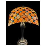 UNUSUAL TIFFANY STYLE JEWELED 2 LIGHT TABLE LAMP