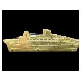 SMALL BRASS QUEEN ELIZABETH II SHIP POCKET KNIFE