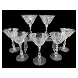 SET OF 7 CAMBRIDGE PORTIA CLEAR ETCHED CHAMPAGNE