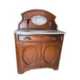 WALNUT VICTORIAN MARBLE TOP BUFFET