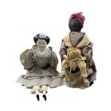 2 PC LOT BLACK AMERICANA AND PORCELAIN DOLL