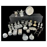 LARGE LOT OF SILVERPLATE PEWTER AND METAL KITCHEN