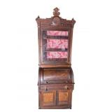 WALNUT VICTORIAN ROLL TOP SECRETARY