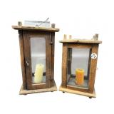 PR OF WOODEN OUTDOOR LANTERNS
