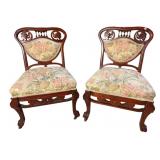 2 HEAVY CARVED VICTORIAN SIDE CHAIRS
