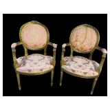 2 GOLD DECORATED CAMEO BACK CHAIRS