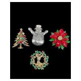 LOT OF CHRISTMAS COSTUME JEWELRY PINS/BROOCHES