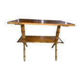 19TH CENT. PINE BAMBOO FORMED 2 TIER TABLE
