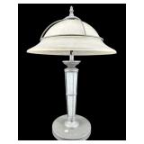 FROSTED AND METAL 2 LIGHT TABLE LAMP