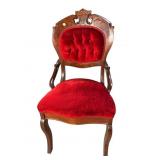 WALNUT VICTORIAN HIP REST CARVED CHAIR