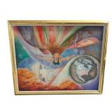 LARGE MID CENTURY TEXTURED OIL ON CANVAS